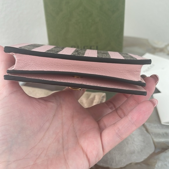 New, Authentic GUCCI Wallet Cupcake Pink Brown Stripes Love Parade GG LOGO - Picture 5 of 14